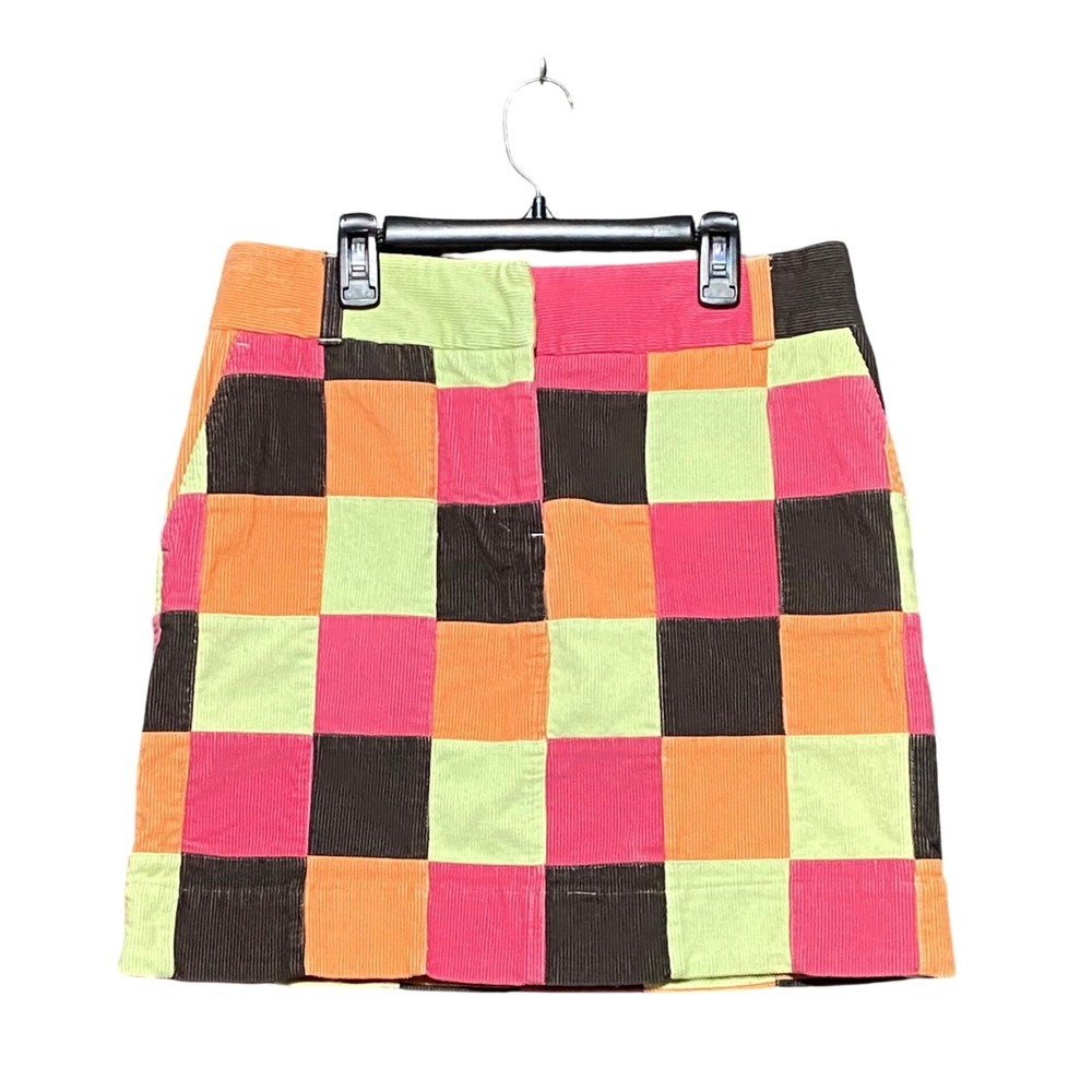 Vineyard Vines Women Multi Color Patchwork Corduroy Mini Skirt Size 4 Preppy